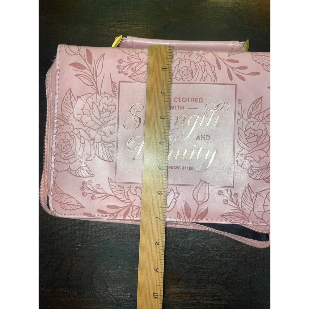 Christian‎ Art Gifts Vegan Leather Pink Gold Flora Bible Cover Carry Case 31:25